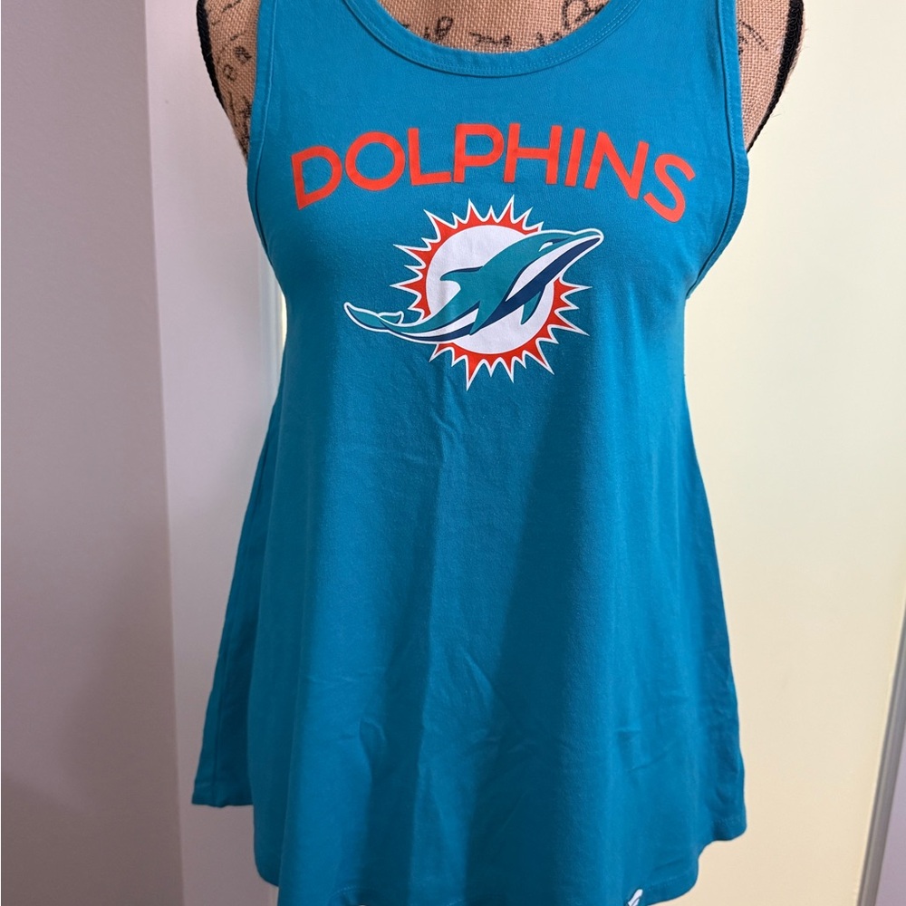 NWOT Teal MIAMII Dolphins Tank Top with flowing bodice. Size Medium.